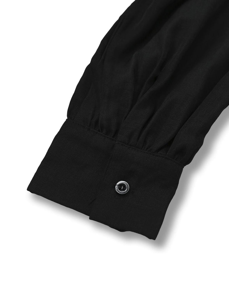 [Prévente] Robe noire patchwork à carreaux avec dentelle brodée années 1950