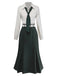 [Prévente] Robe Vert patchwork plissée col revers et cravate années 1930