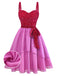 [Prévente] Robe rose à sequins à fines bretelles et nœud années 1950