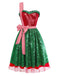 [Pré-vente] Robe de Noël avec nœud papillon et bretelle unique en maille des années 1970