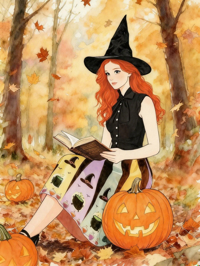 [Prévente] Robe trapèze col noué d'Halloween chapeau de sorcière des années 1950