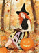 [Prévente] Robe trapèze col noué d'Halloween chapeau de sorcière des années 1950