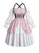 [Prévente] Robe bustier rose manches bouffantes épaules dénudées des années 1980