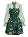 [Prévente] Robe verte manches en maille imprimé œil gothique Halloween années 1960