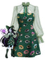 [Prévente] Robe verte manches en maille imprimé œil gothique Halloween années 1960