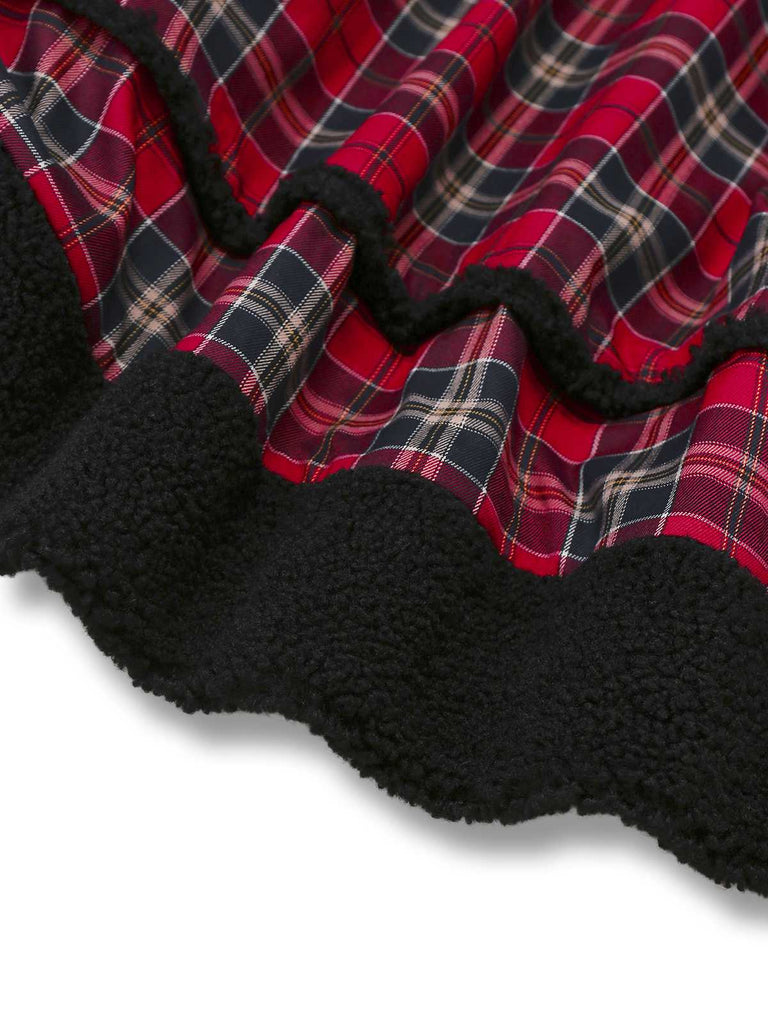 [Prévente] Robe rouge en velours à carreaux avec nœud années 50