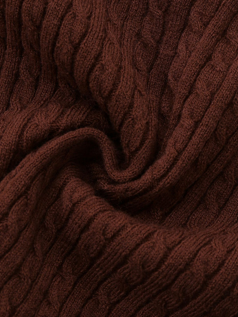 [Prévente] 2PCS marron style blouse et jupe à carreaux tricotées années 40