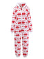 Combinaison pyjama à capuche en flanelle rouge imprimé Noël des années 1980