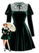 [Pré-vente] Robe victorienne en velours et dentelle verte des années 1960