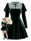 [Pré-vente] Robe victorienne en velours et dentelle verte des années 1960