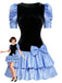 [Pré-vente] Mini-robe noire en velours taché manches bouffantes et nœud des années 1980