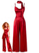 [Pré-vente] Combinaison rouge en satin à col bénitier et bretelles spaghetti des années 1930