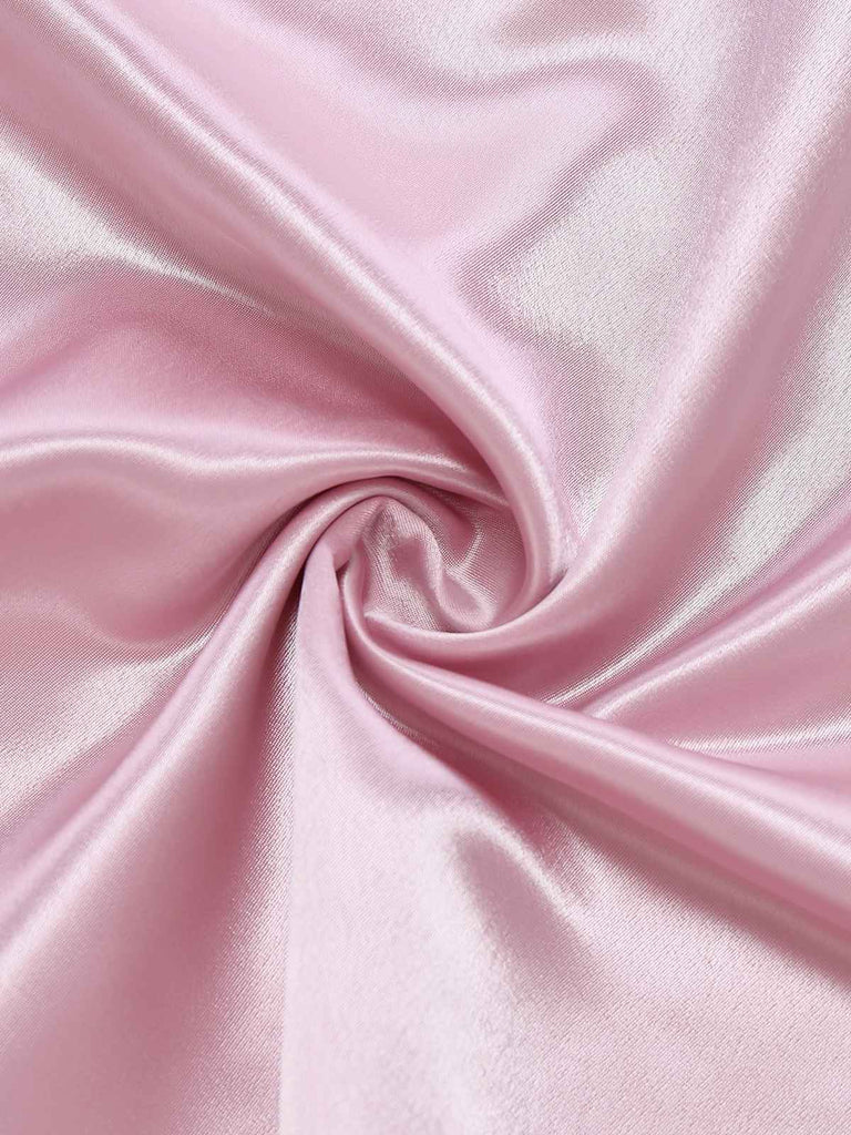 [Pré-vente] Robe nuisette rose en satin brodé à fleurs des années 1950