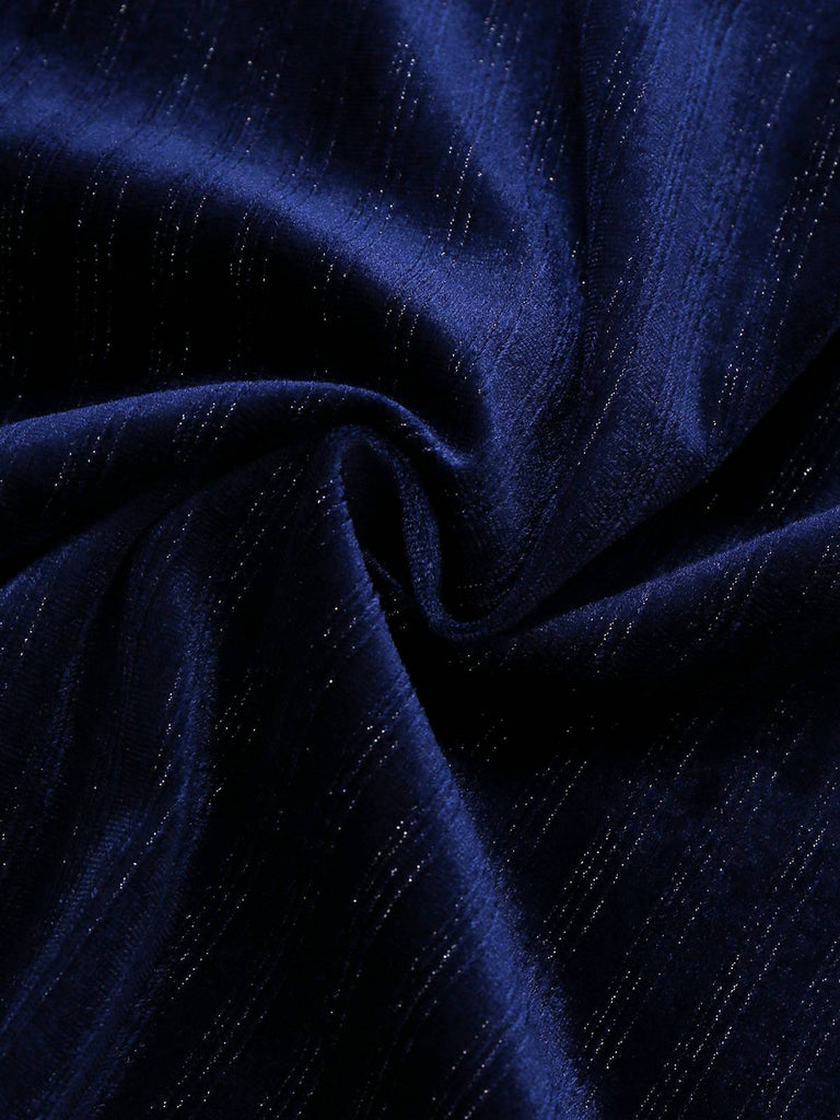 [Prévente] Robe crayon en velours pailleté col V bleu années 60