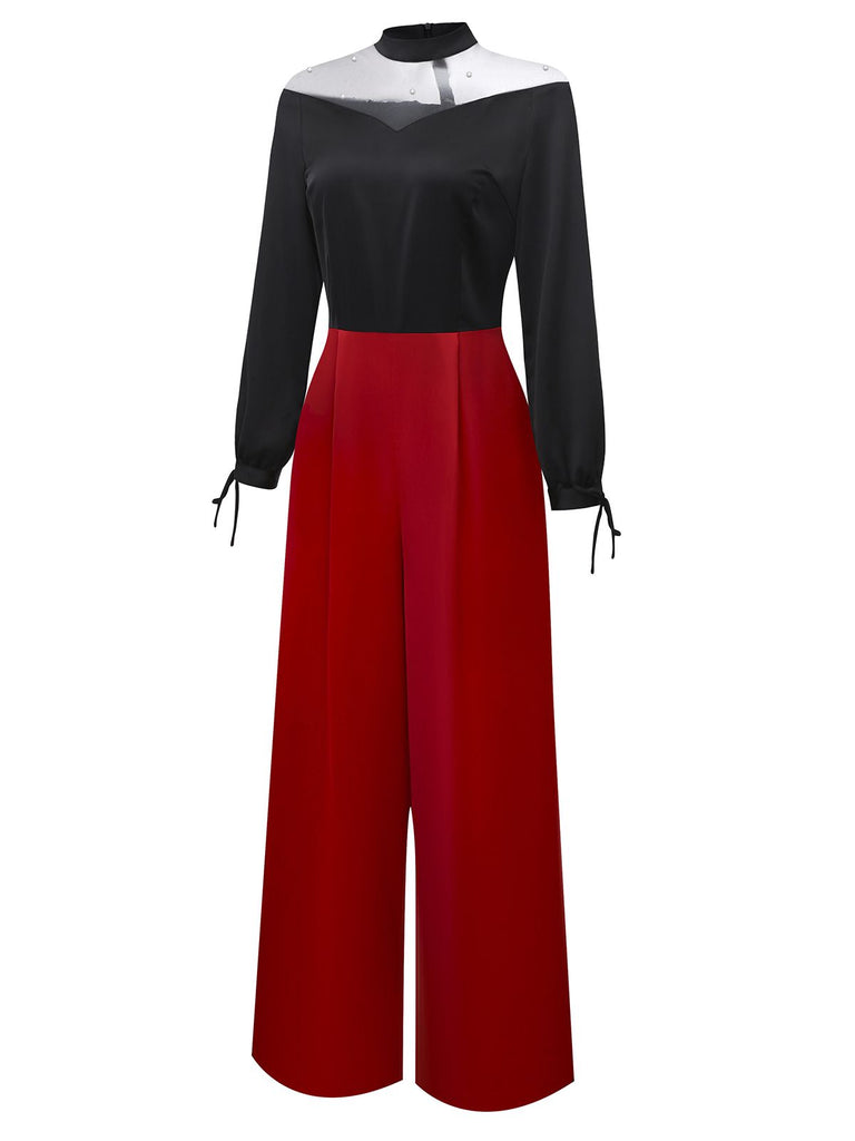 [Prévente] Combinaison noire en résille transparente et perles années 1930