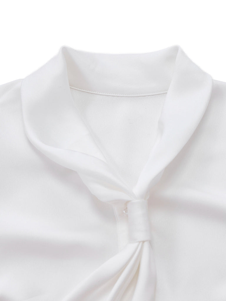 [Pré-vente] 2PCS chemisier blanc et pantalon salopette à carreaux noir des années 1940