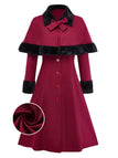 [Pré-vente] Trench-coat rouge à bordure en peluche et cape amovible des années 1950