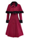 [Pré-vente] Trench-coat rouge à bordure en peluche et cape amovible des années 1950
