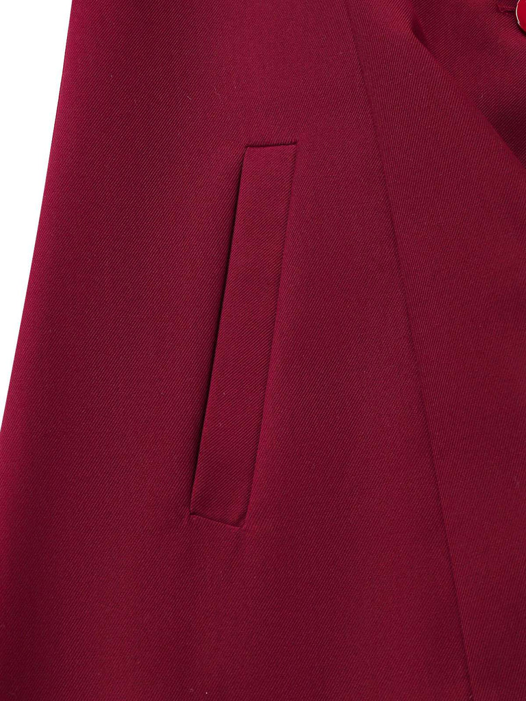 [Pré-vente] Trench-coat rouge à bordure en peluche et cape amovible des années 1950