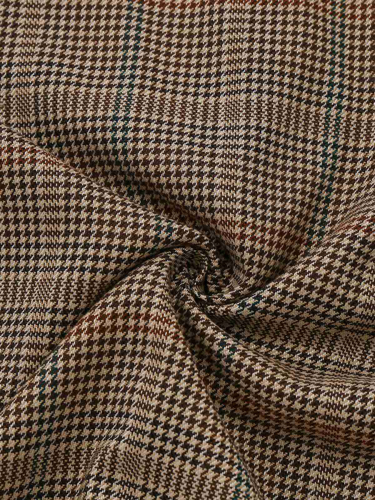 [Prévente] 2PCS chemisier beige contrastée et jupe à bretelles pied-de-poule années 60