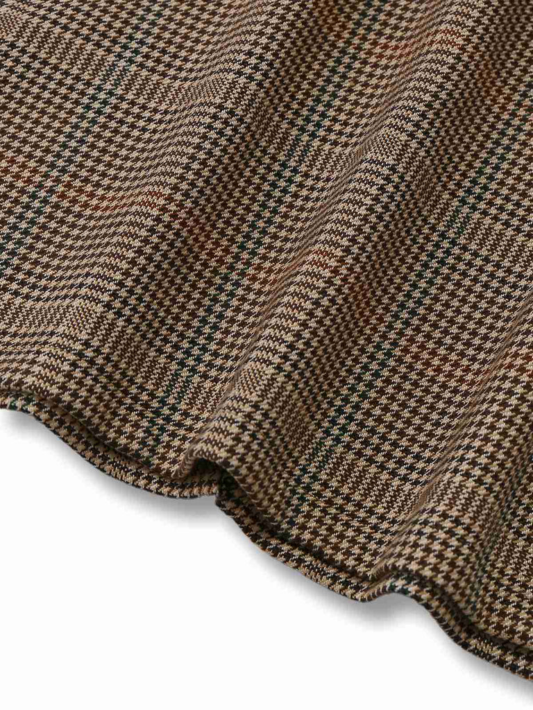 [Prévente] 2PCS chemisier beige contrastée et jupe à bretelles pied-de-poule années 60