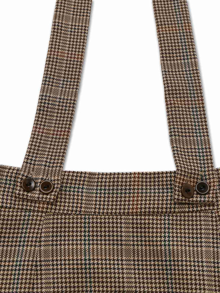 [Prévente] Jupe crayon à bretelles pied-de-poule marron années 60