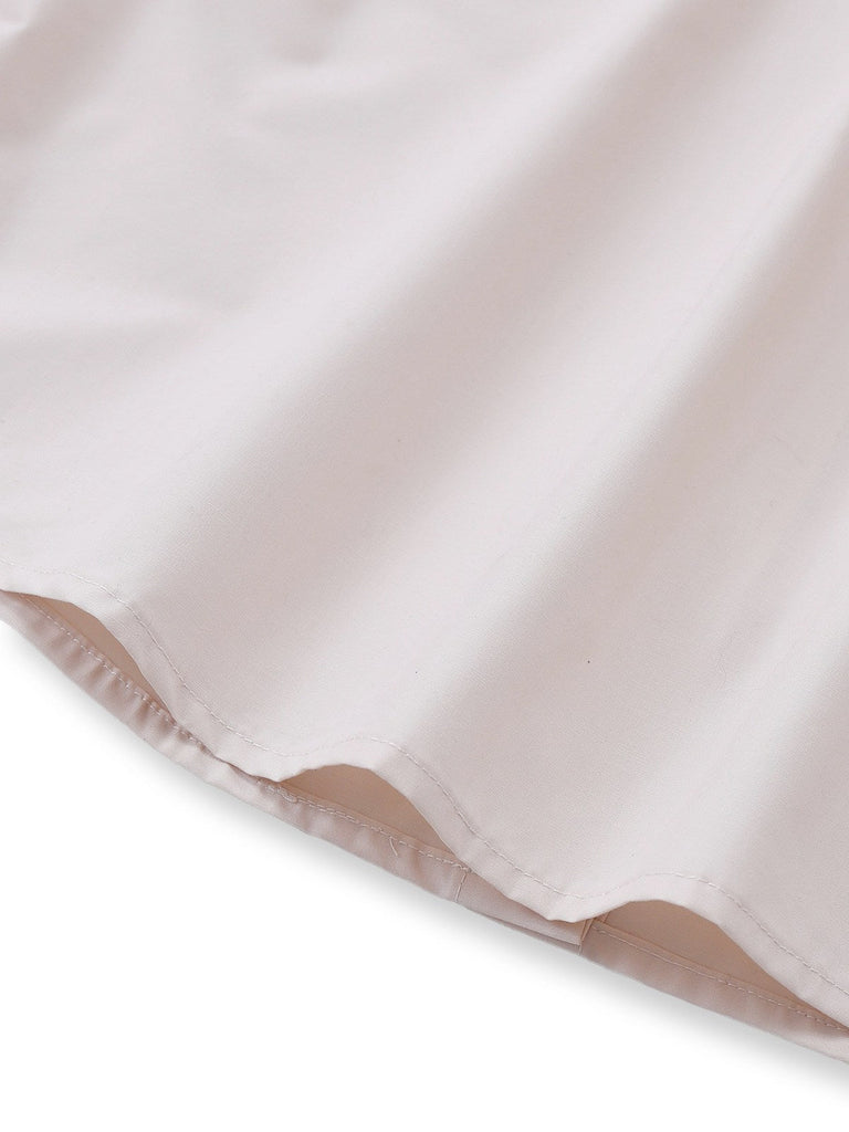 [Prévente] Chemisier beige manches fendues et revers contrastés années 60