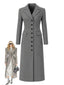 Manteau longue gris à boutons col revers unis des années 1930
