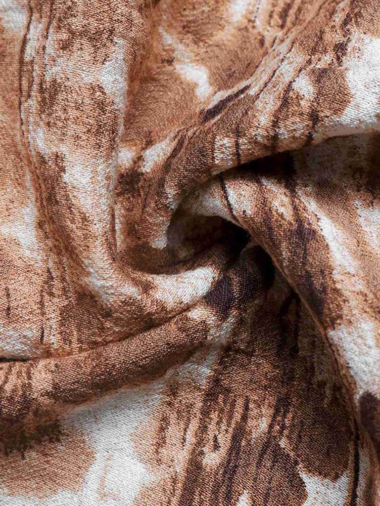 Robe kaki style dunes aquarelle à col en V années 1940