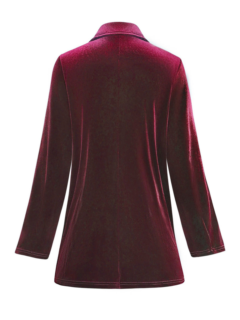 Blazer croisé en velours uni des années 1980