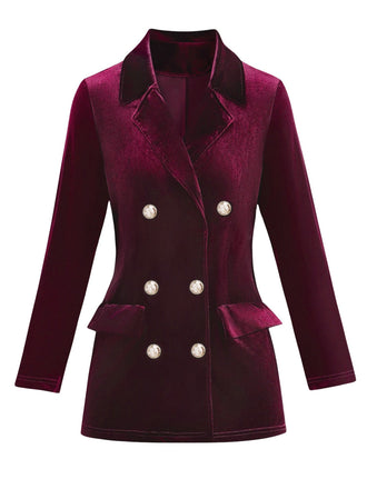 Blazer croisé en velours uni des années 1980