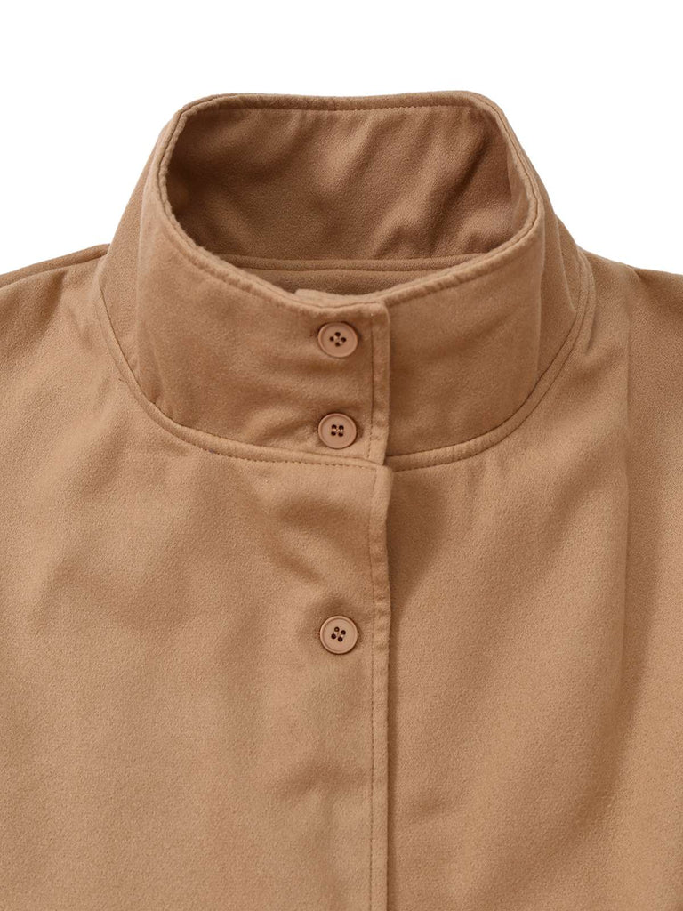 Veste cape à col roulé ceinturée unie années 1970