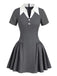 [Pré-vente] Robe trapèze grise à col chemise style universitaire des années 1960