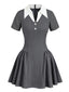 [Pré-vente] Robe trapèze grise à col chemise style universitaire des années 1960
