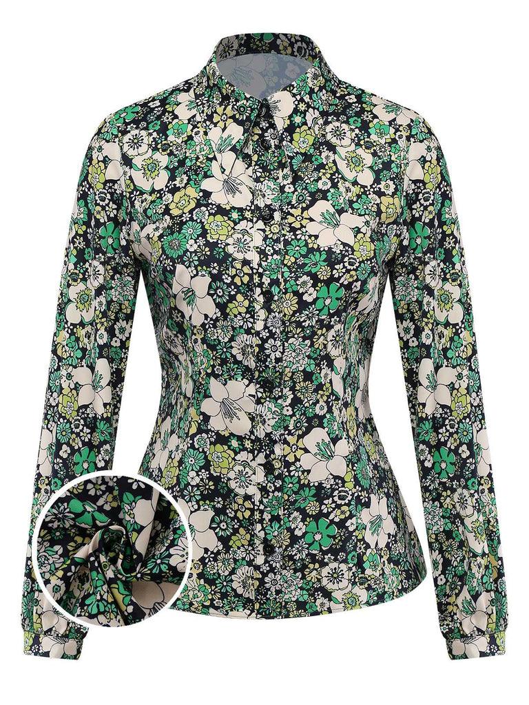 [Prévente] Chemise vert à fleurs psychédéliques des années 60