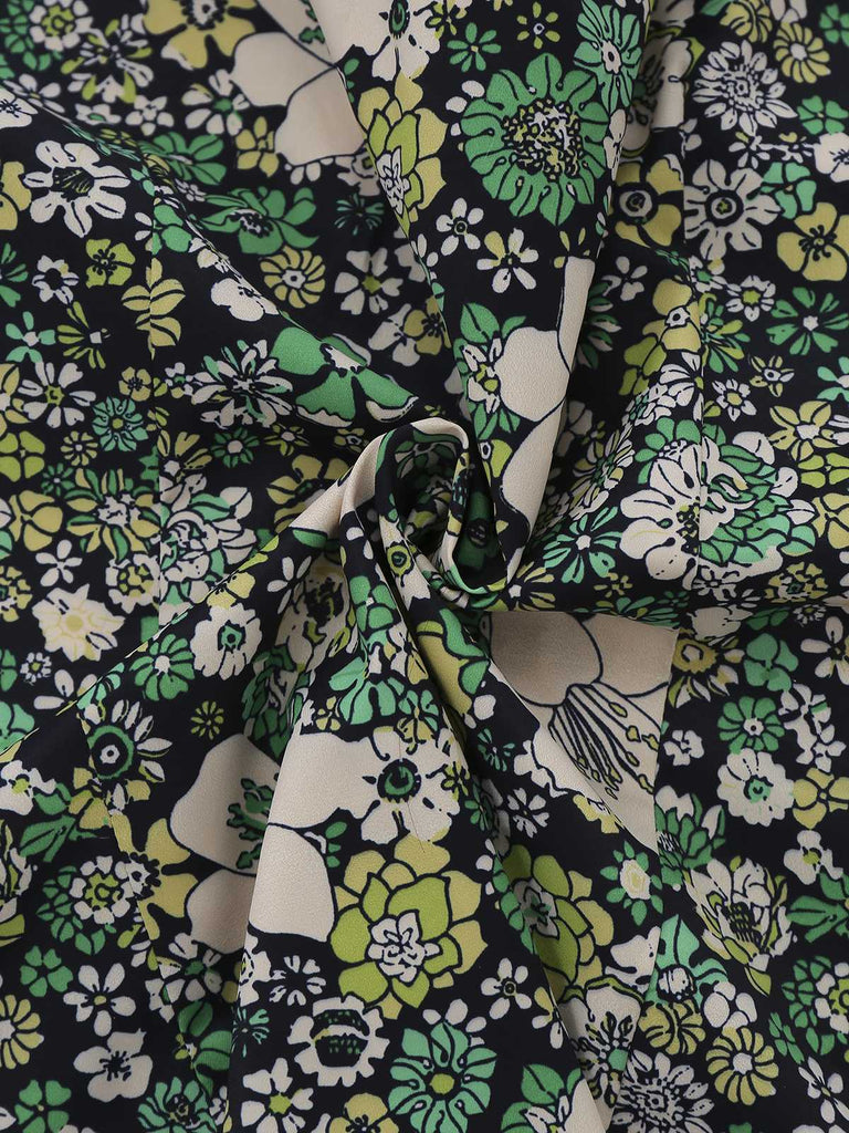 [Prévente] Chemise vert à fleurs psychédéliques des années 60