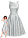 [Pré-vente] Robe trapèze argentée uni à paillettes sans manches des années 1950