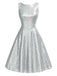 [Pré-vente] Robe trapèze argentée uni à paillettes sans manches des années 1950