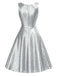 [Pré-vente] Robe trapèze argentée uni à paillettes sans manches des années 1950