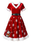 [Pré-vente] Robe rouge en velours brodée de flocons de neige du Père Noël années 1950