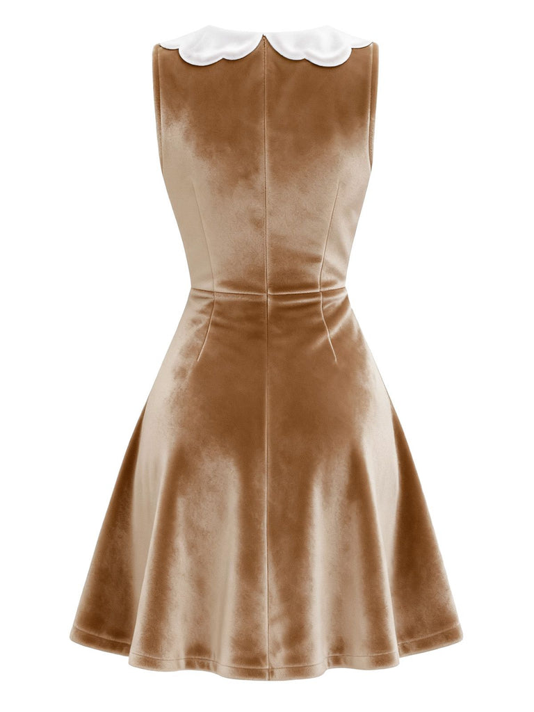 [Pré-vente] Robe marron en velours de Noël style pain d'épices des années 1960