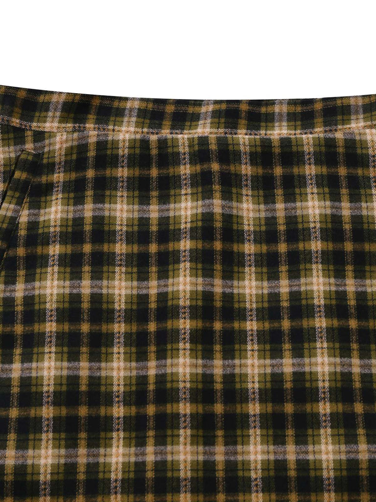 [Prévente] 2PCS veste et jupe à carreaux verts avec bouton diagonal des années 60