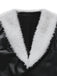 [Prévente] Manteau noir en similicuir bordure en fourrure des années 1940