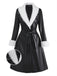 [Prévente] Manteau noir en similicuir bordure en fourrure des années 1940