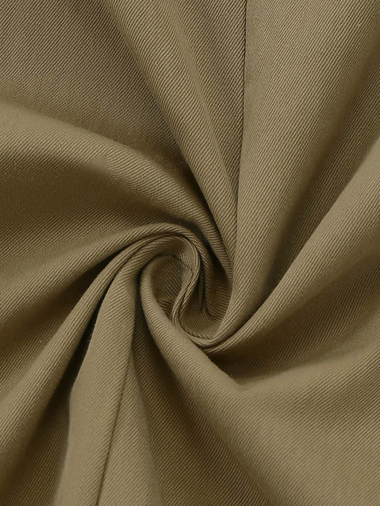 [Prévente] Robe kaki à carreaux col chemise années 1940 et ceinture