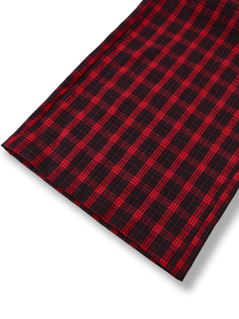 [Pré-vente] Combinaison rouge épaules dénudées patchwork à carreaux et nœud années 1940