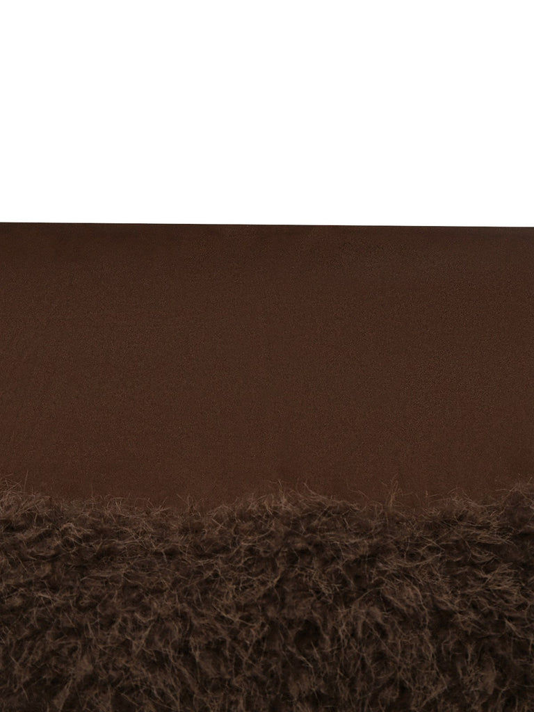 [Prévente] 2PCS veste et jupe en fausse fourrure suédée marron foncé des années 60