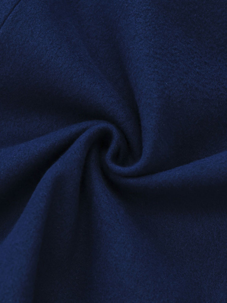 [Prévente] Manteau bleue doublé de fausse fourrure et ceinturé années 1960