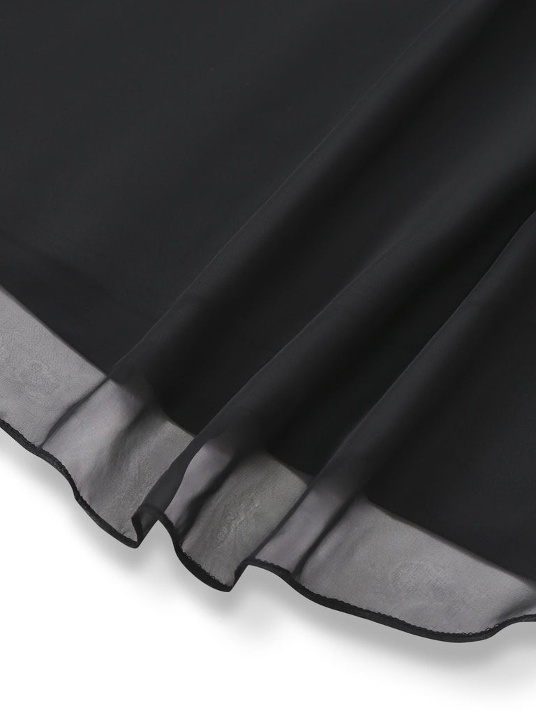 [Prévente] Robe noire à sequins et perles ourlet asymétrique années 1920