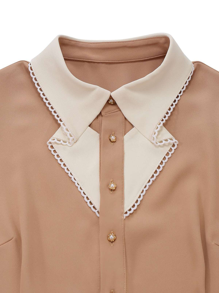 [Pré-vente] Combinaison kaki bloc de couleur col revers et volanté des années 1940